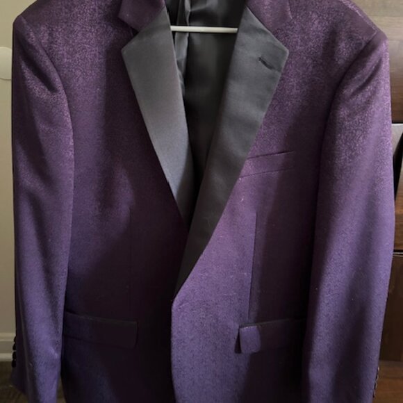 44R Jos A Bank Jacquard Dinner Jacket Blazer Tailored Fit Purple - Picture 12 of 13
